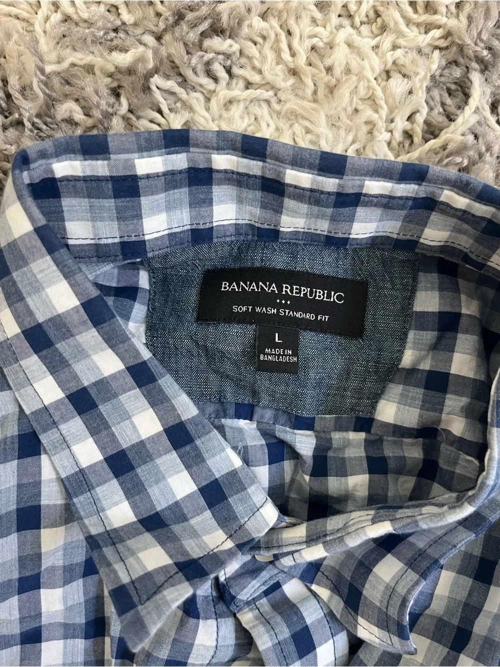 Banana Republic Blue and White Plaid Button-Down Shirt